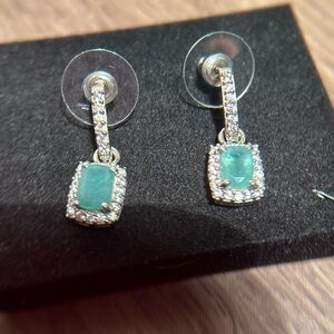 Natural Emerald Sterling Silver Drop Earrings